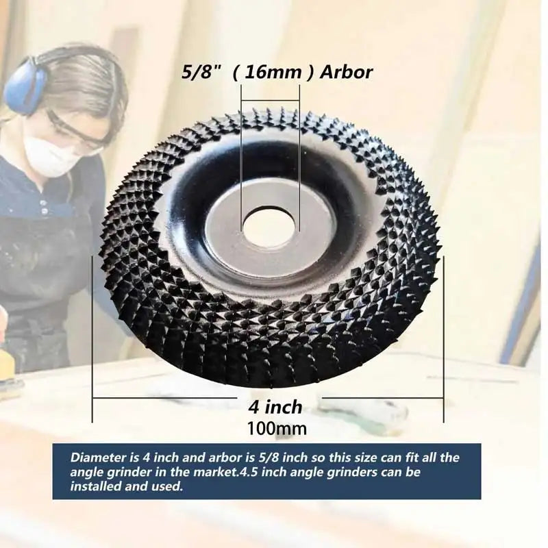Grinder Wheel Disc 4 Inch Wood Shaping Wheel Wood Grinding Shaping Disk For Angle Grinders Power Tools