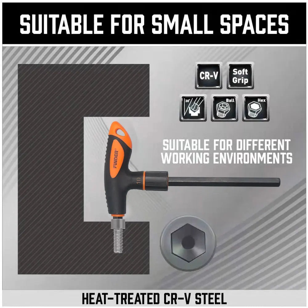 T Handle Allen Wrench Set Metric, Thandle Tee Handle Allen Hex Key Set, 2 2.5 3 4 5 6 8 10mm,8 Pcs HeavyDuty Excellent Set