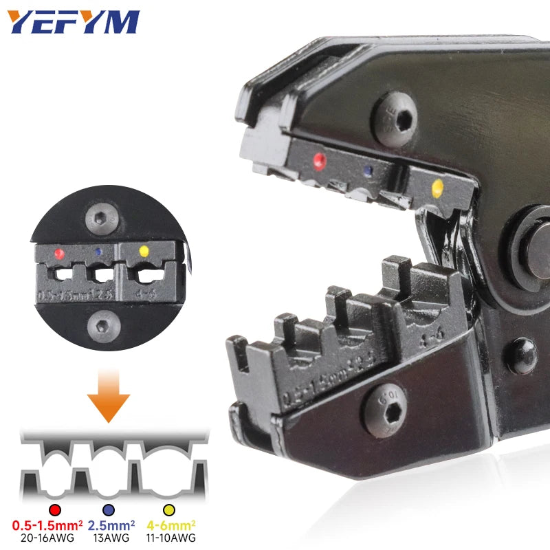 Crimping Tool for Insulated Terminals Wire AWG 20-10 (0.5-6mm²) RV/SV/FDD/MDD Connectors Ratchet Electrical Pliers HX-30J