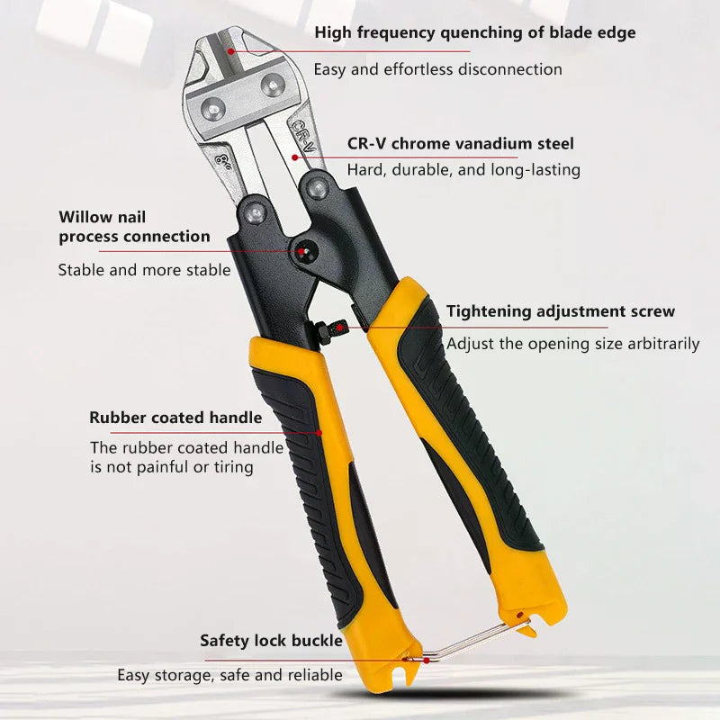Bolt Cutter 8", Chain Lock Cutter Heavy Duty For Locks Screw Cutter Chain Link Fence Cutter Scissors Tools