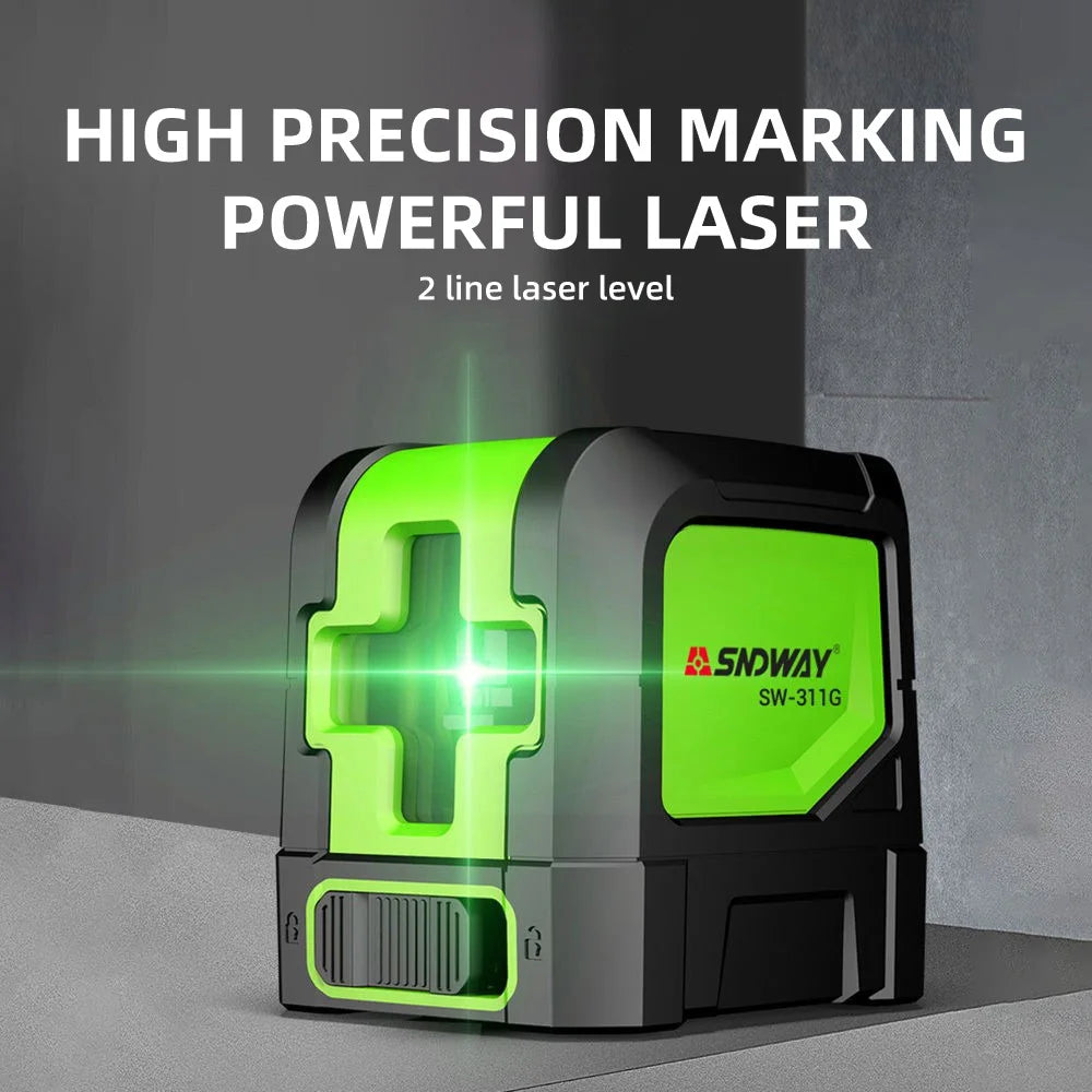 Laser Level 2 Lines Cross Green Level Laser Horizontal Vertical Nivel Laser 15m Dustproof Waterproof Self-Leveling Laser Level