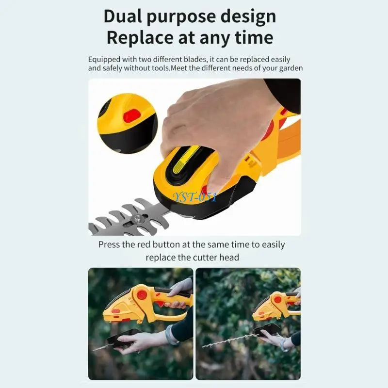 E15A Cordless Hedge Trimmer Grass Shears Handheld Electric Shrub Trimmer Hedge
