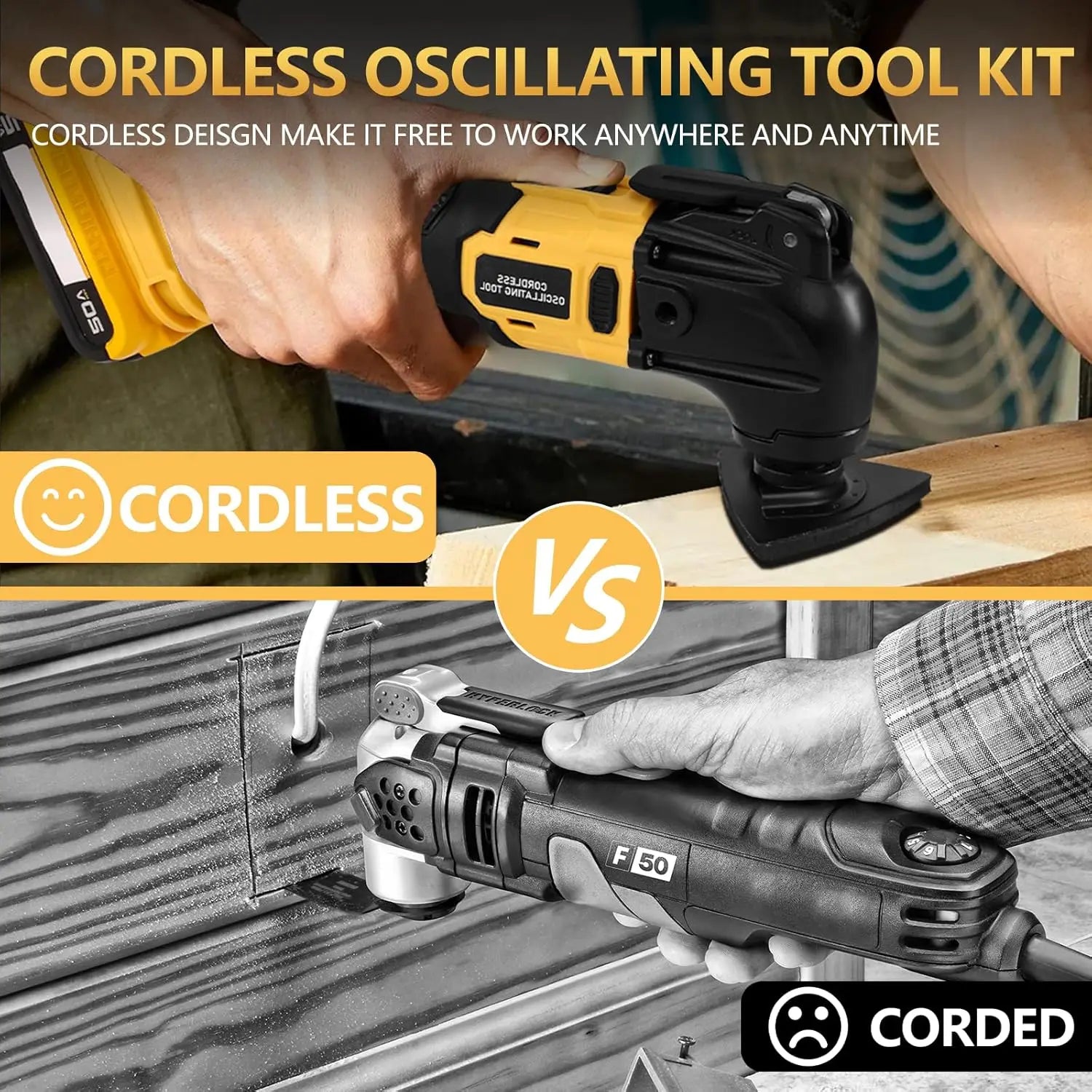 Oscillating Multi Tool Brushless Multi-Tool with 23PCS tips 6 Variable Speed for Cutting Scraping Sanding for DeWalt 20V Battery