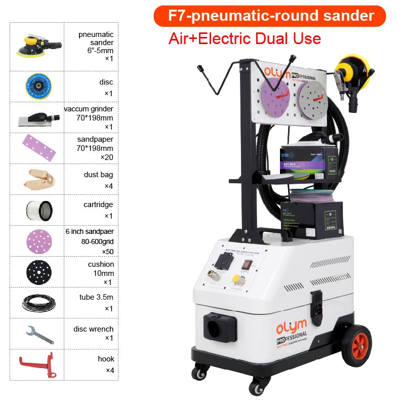 Pneumatic Orbital Sander 5mm Eccentric Air Sander with Dust Extraction for Car Paint Auto Body Sanding Tool