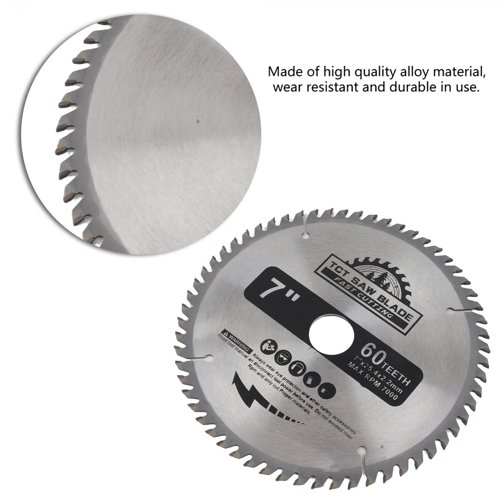 Saw Blade 7”180mm 60 Teeth Carbide Circular Saw Blade Cutting Disc for Wood Plastic