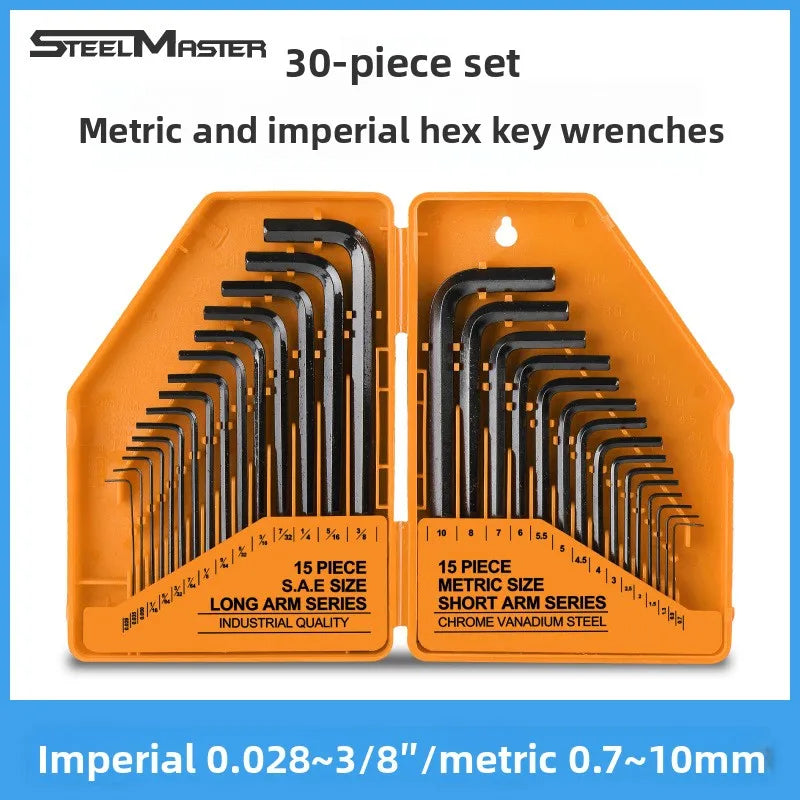 30 Piece Hex Key Set with Ball End Wrenches Metric and Imperial Allen Keys and Internal Hex Drivers for Mechanical Repair