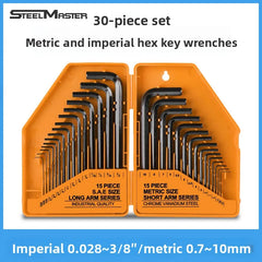 30 Piece Hex Key Set with Ball End Wrenches Metric and Imperial Allen Keys and Internal Hex Drivers for Mechanical Repair