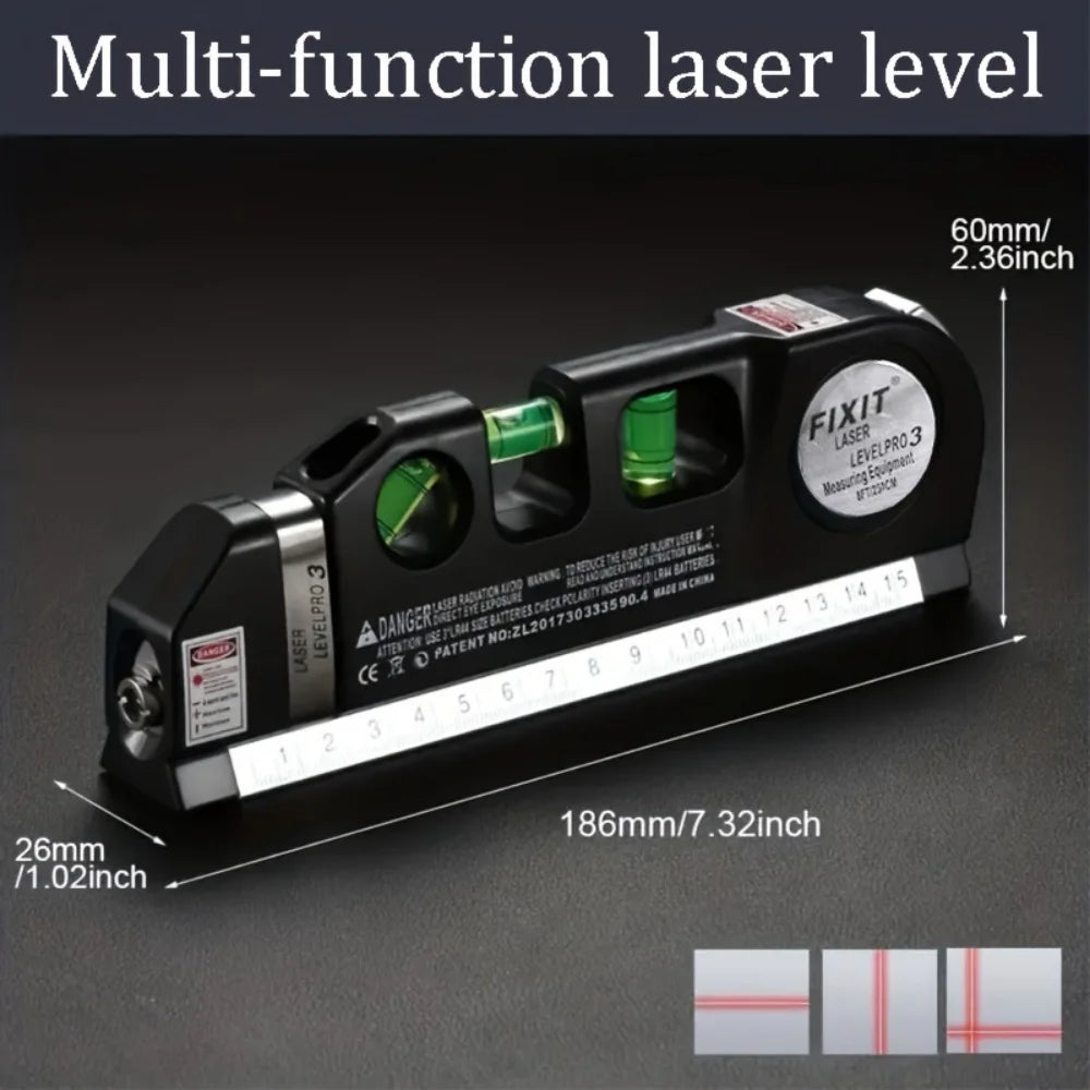 Easy to Use Laser Level Line Tool Multipurpose Laser Level Kit Standard Cross Line Lase 8 Feet Measure Tape Ruler Working tools