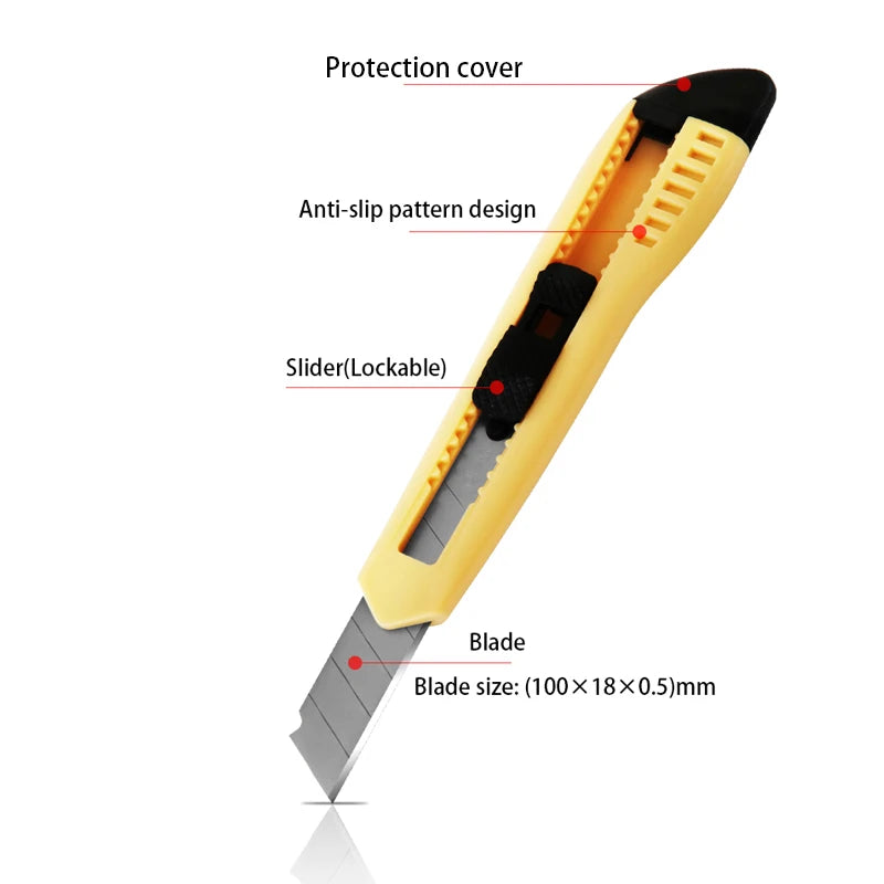 Utility Knife Box Cutter SK5 Blade Width 18mm Retractable Utility Knifes for Carton Paper Cutting Office Art Student Supplies