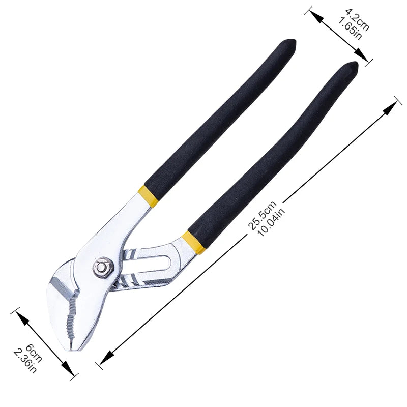 10-Inch Water Pump Pliers with Multi-Position Adjustment - High Carbon Steel, Serrated Jaws for Secure Grip on Pipes & Nuts
