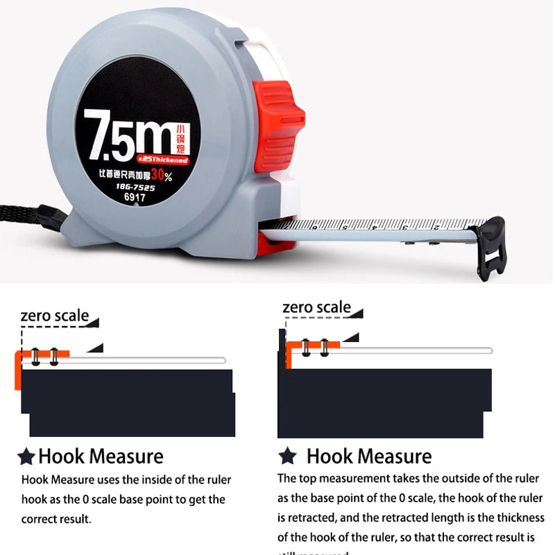 3/5/7.5/10M High Precision Steel Tape Measure Retractable Ruler Woodworking Measuring Tools for Home Renovation and Construction