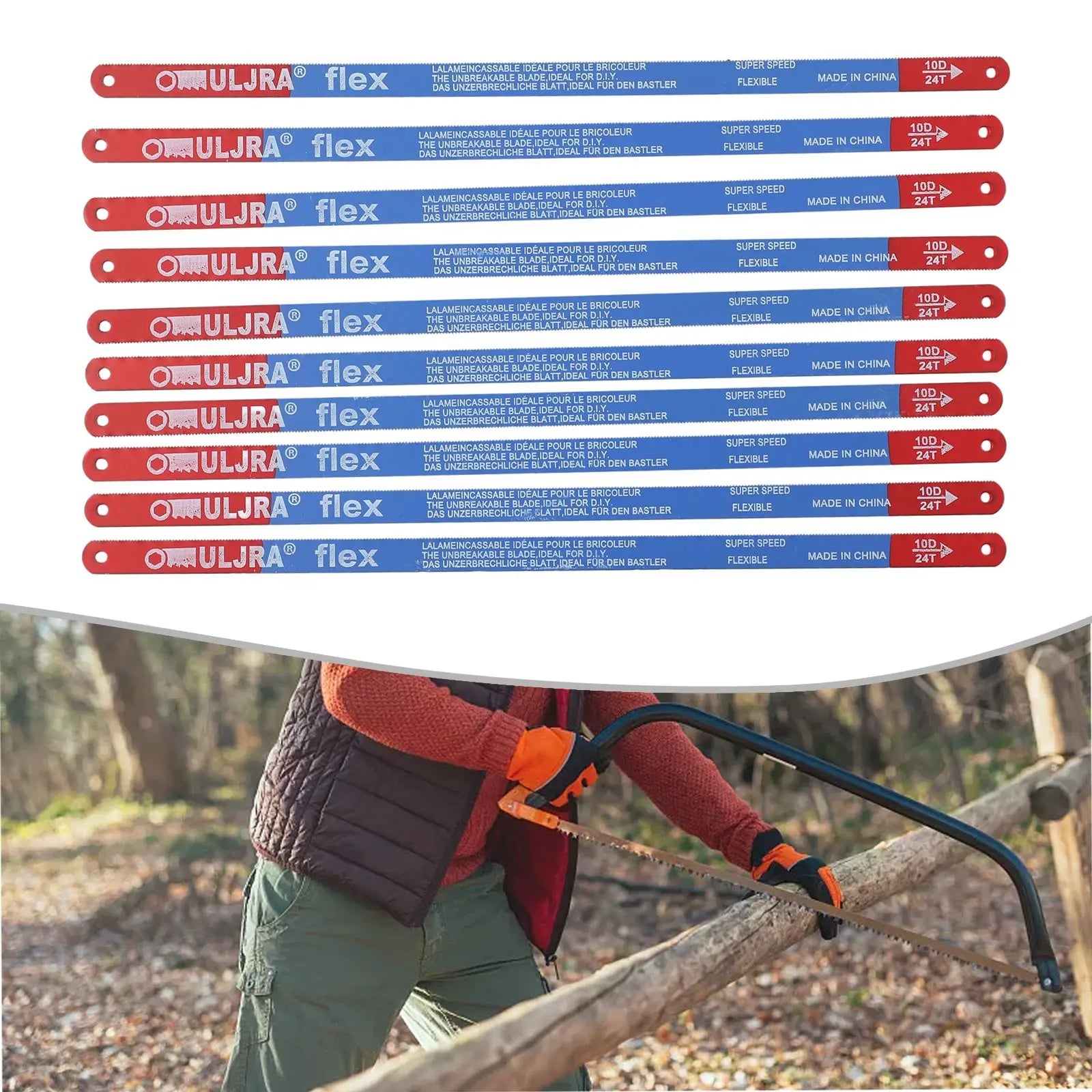 10Pcs/Set 14T/18T/24T Hacksaw Blade 300mm M35 Steel Hand Saw Blades Bi-Metal For Meat Wood Cut Hand Tool