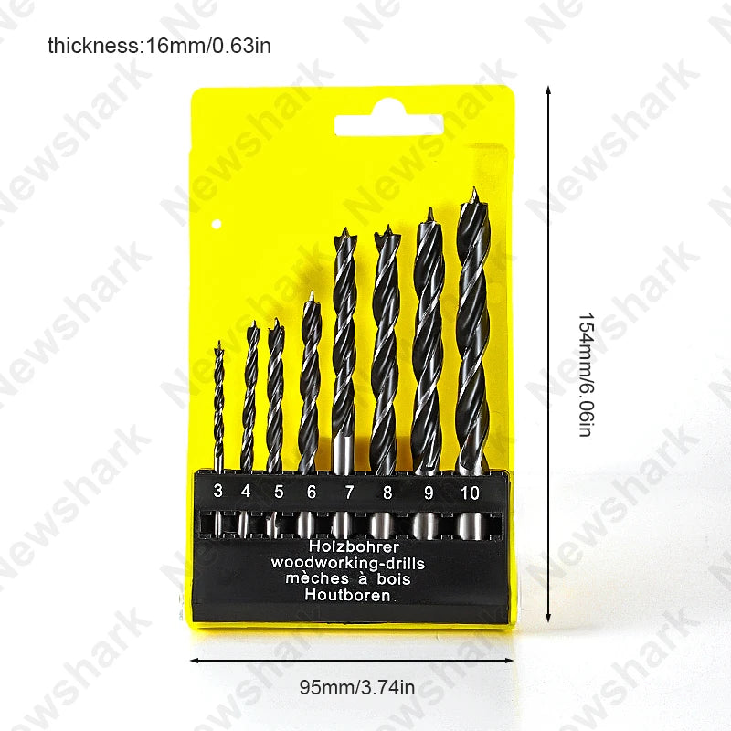 8-piece Woodworking Bit, 3-10mm Fried Dough Twists Bit set Woodworking Bit titanium Coating Woodworking Metal Bit Tool