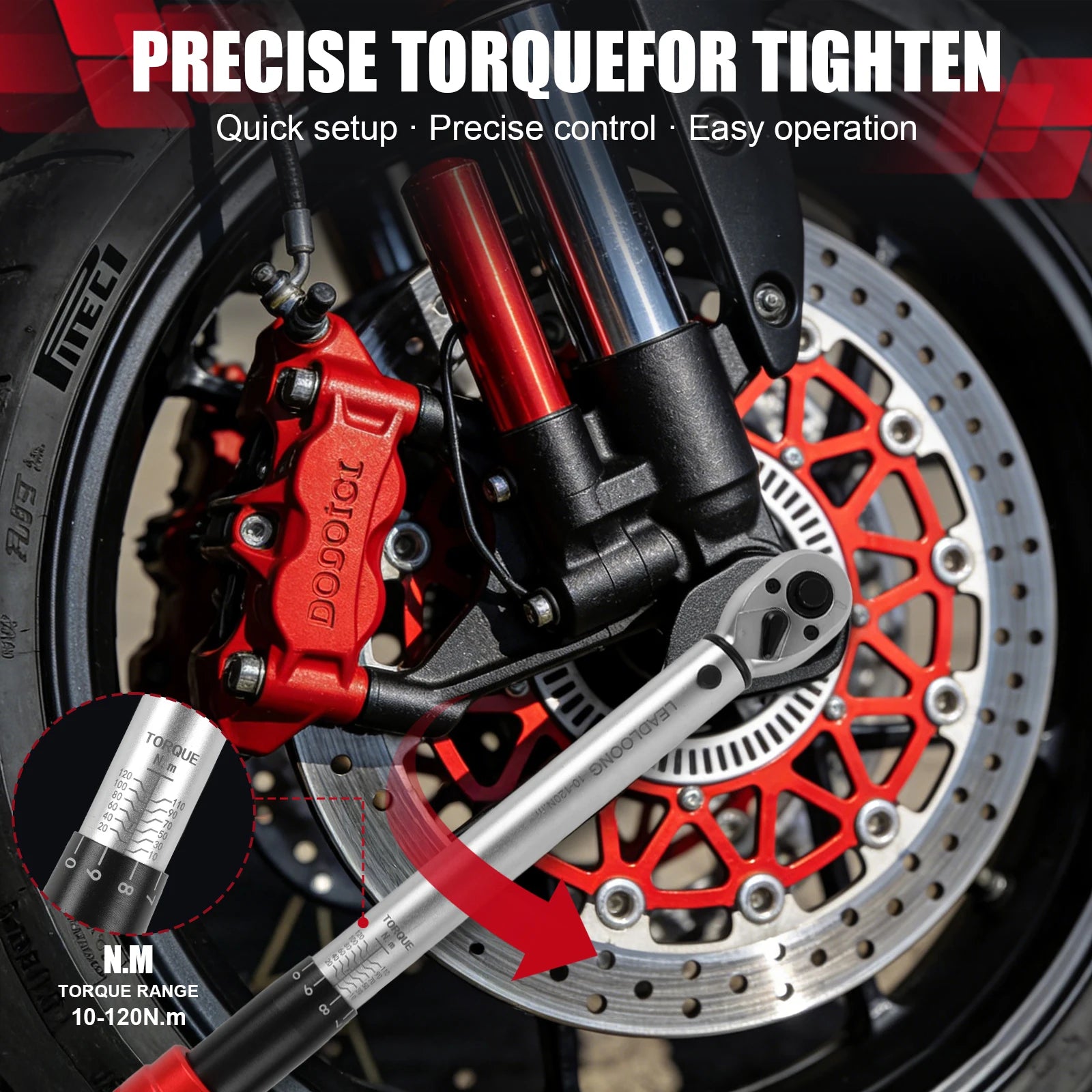 Upgraded Torque Wrench 1/4'' 3/8'' 1/2'' Drive Click Torque Wrench Dual-Direction Adjustable 72-Tooth Ratchet Handle