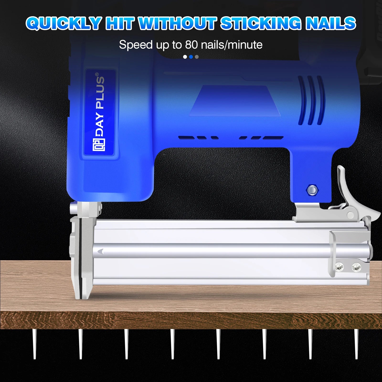 DayPlus 21V 2-in-1 Cordless Nailer & Stapler, Li-ion Battery Nail Gun Kit with Charger, 500 Nails+Staples for Home Woodworking DIY