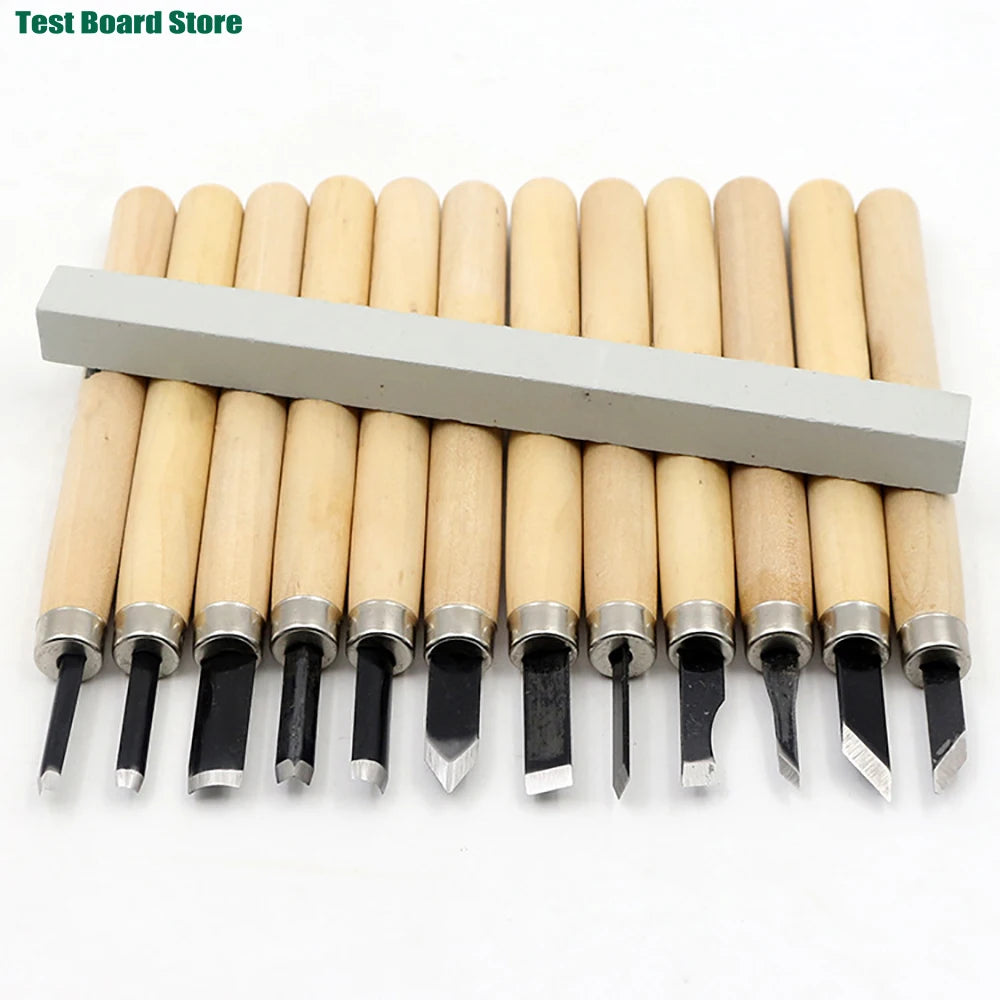 12pcs Wood Carving Chisels Set for Basic Cutting & Detailed Woodworking DIY Hand Tools Gouges Knife Kit