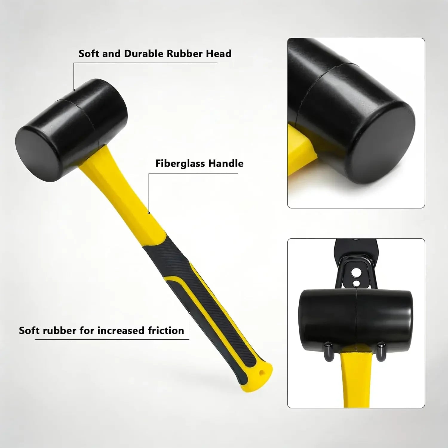 Rubber Mallet Hammer Soft Mallet - Soft Rubber Head Hammer, Mallets with Comfort Grip, Suitable for Flooring, Tile, Furniture