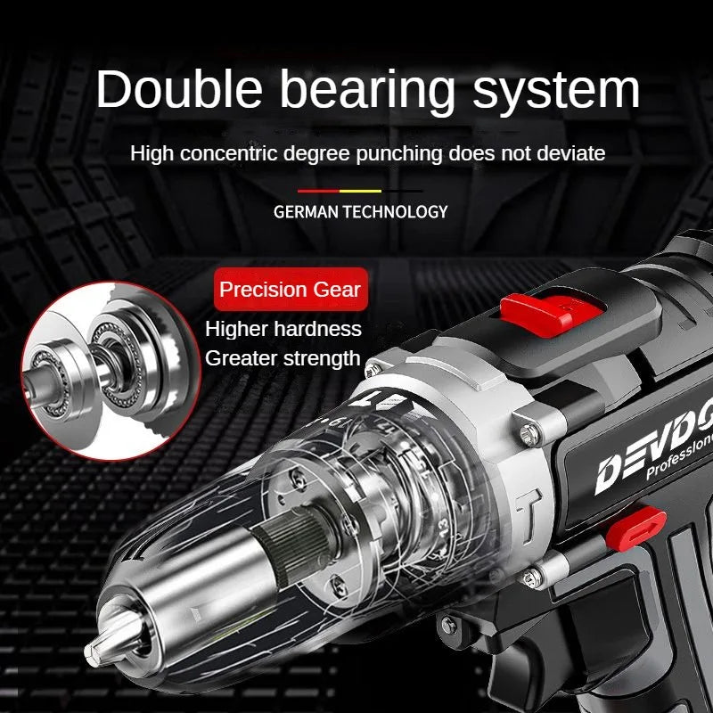 Electric Cordless Impact Drill, High-Power Electric Drill, Lithium Battery, Electric Screwdriver, Power Tool, 650W 16.8V, 150N.m