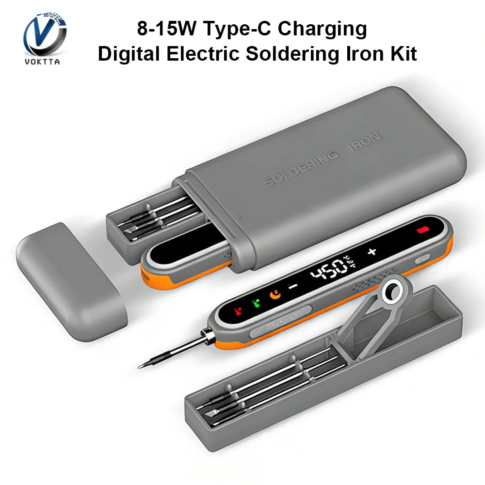 8-15W Type-C Digital Electric Soldering Iron Kit Intelligent Adjustable Temperature Fast Heating Mini Solder Irons Repair Tool