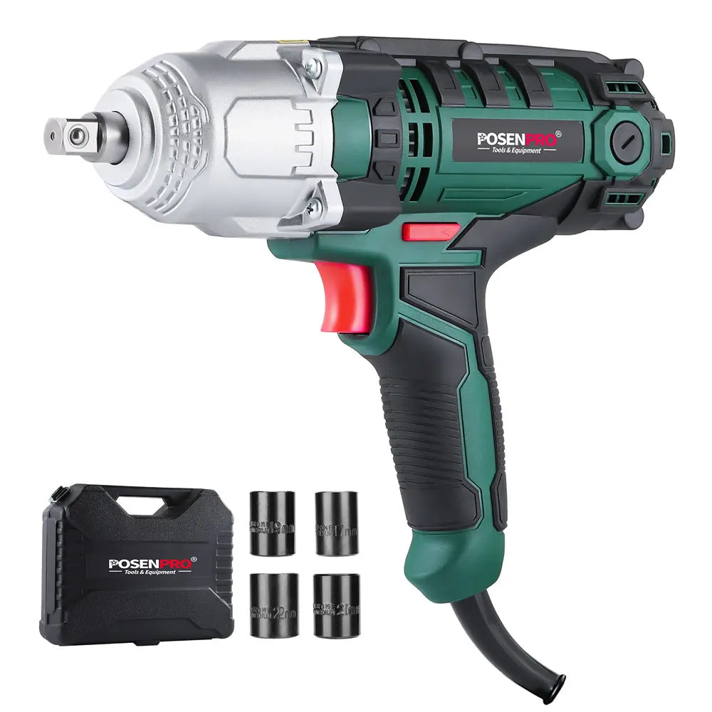 550W Electric Impact Wrench Max Torque 500Nm 1 half Inch 2M Rubber Cable Car Sockets AC Power