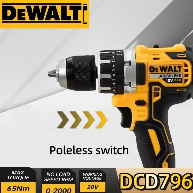 Dewalt DCD796 Cordless Brushless Impact Drill Brushless Drive Compact Drill Rechargeable Portable Power Tools