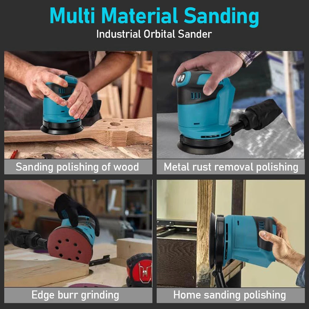 Electric Orbital Sander 125MM Multifunctional Portable 21V Li-ion Sanding Tool for Wood, Plastic and Small DIY Projects