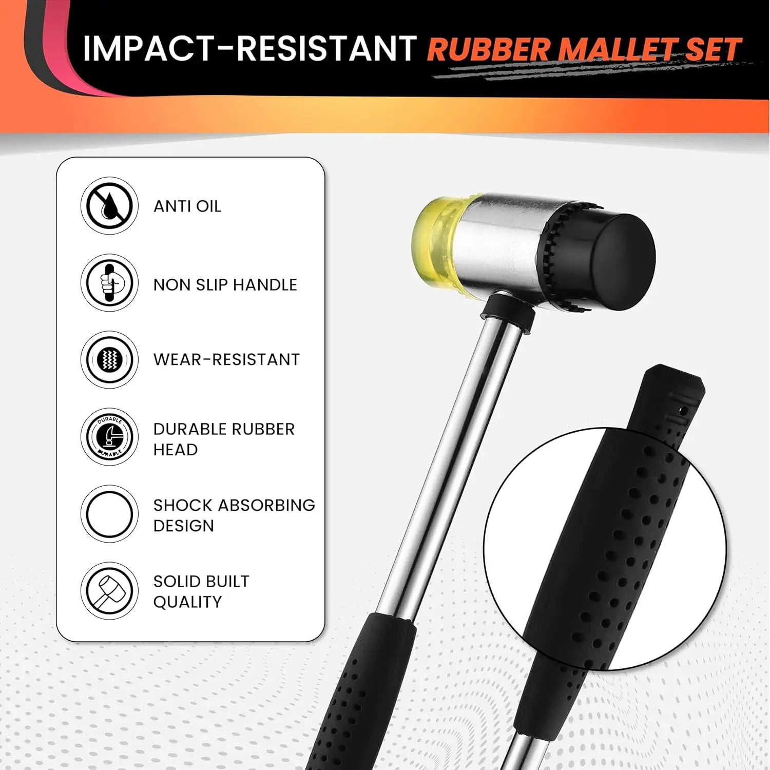 Small Rubber Mallet Hammer – Rubber Hammer with Non-Slip Grip and Dual Heads for Craft, Tile, Jewelry, and Furniture Assembly