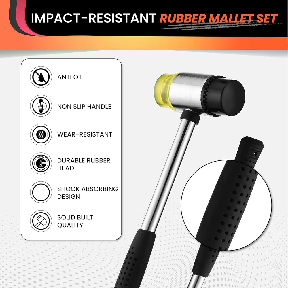 Small Rubber Mallet Hammer – Rubber Hammer with Non-Slip Grip and Dual Heads for Craft, Tile, Jewelry, and Furniture Assembly