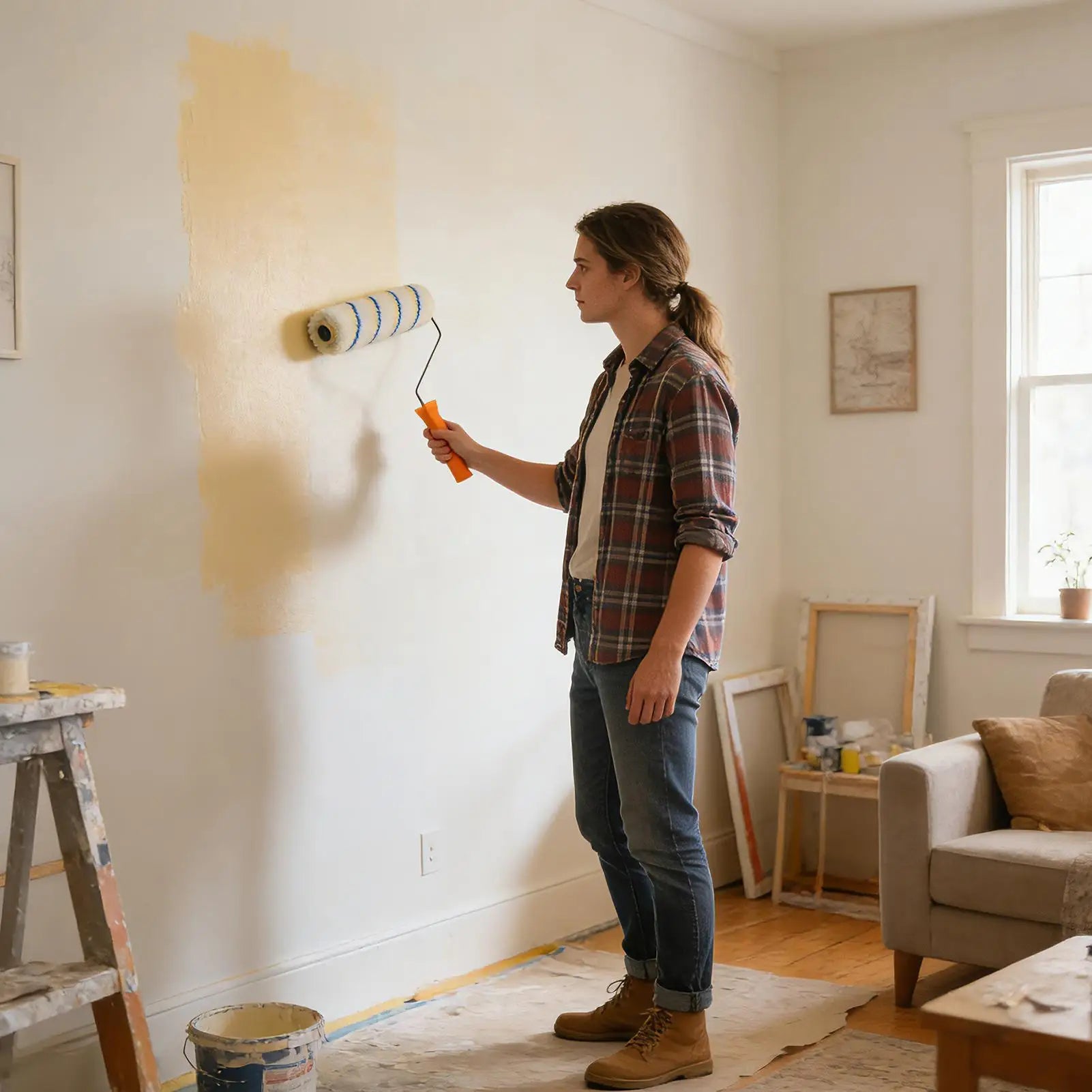 Paint Roller Brush House Renovation Tool Wall Painting Roller for Interior & Exterior, Cabinets Doors Fences Decks Crafts