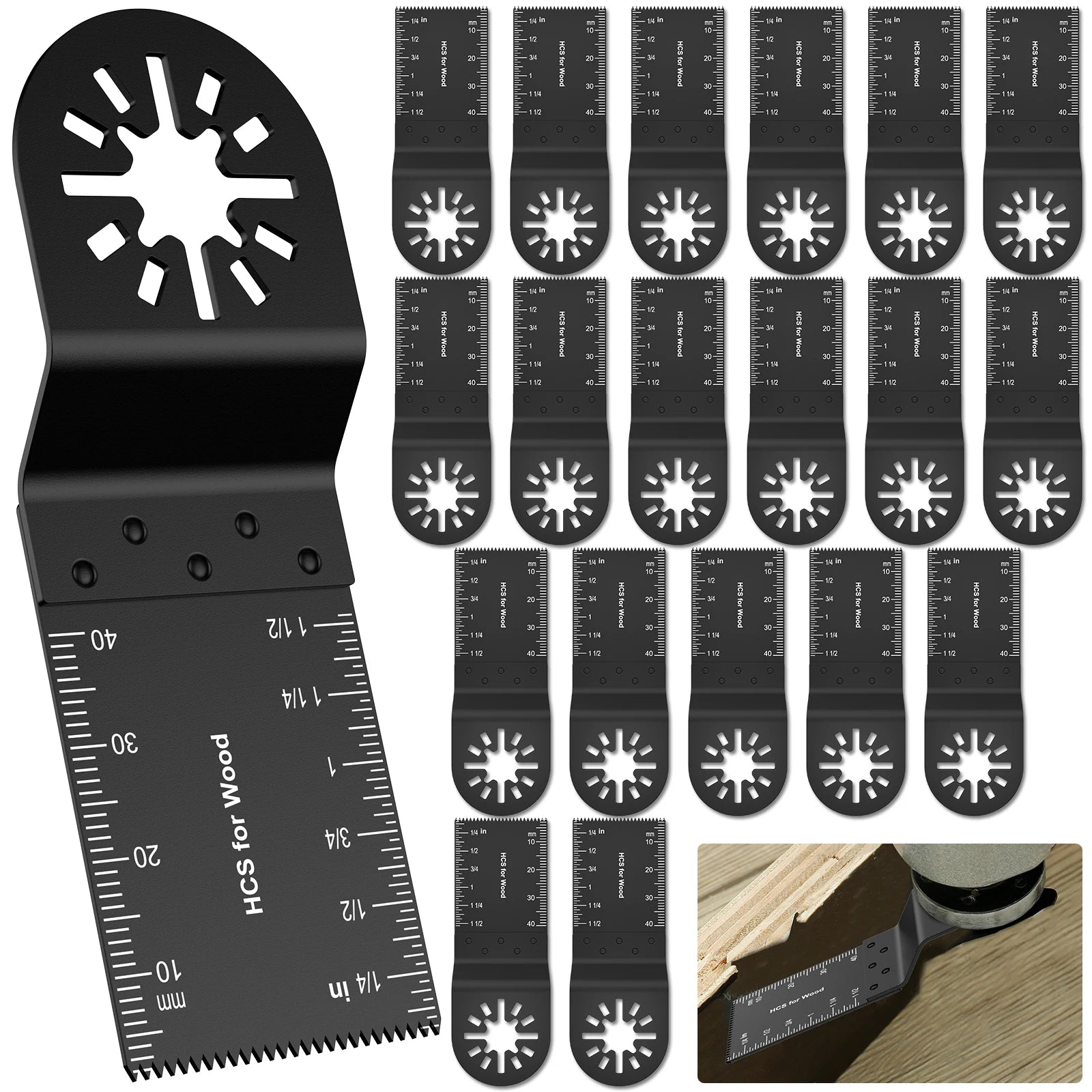 20/5pcs Oscillating Multi-Tool  Blade Bi-Metal Saw Blades Set Professional Wood/Metal Universal Quick Release Multitool Oscillat