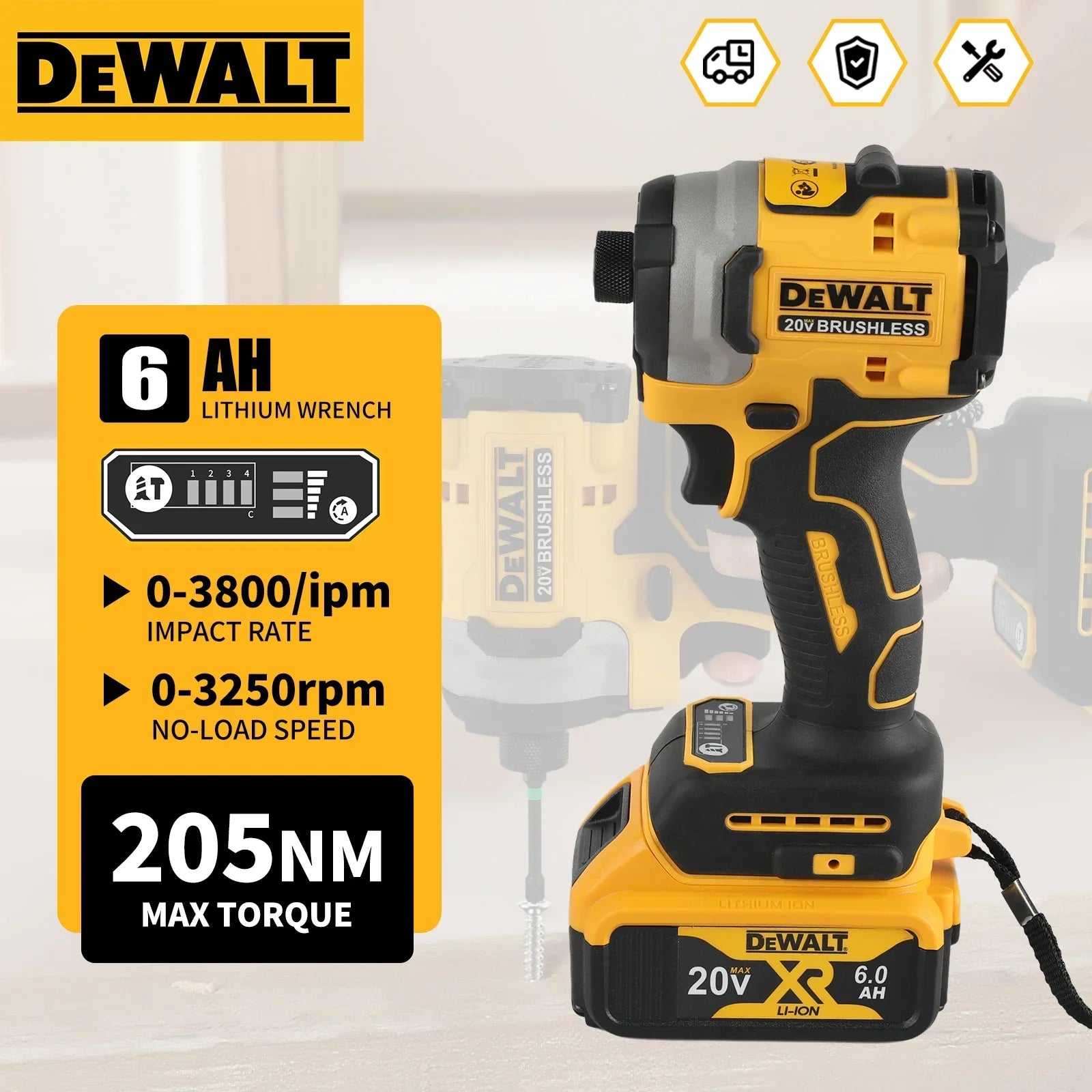 2026 NEW DEWALT DCF850 Impact Driver Electric Driver 20V Lithium Battery Brushless battery screwdrivers High Torque tools