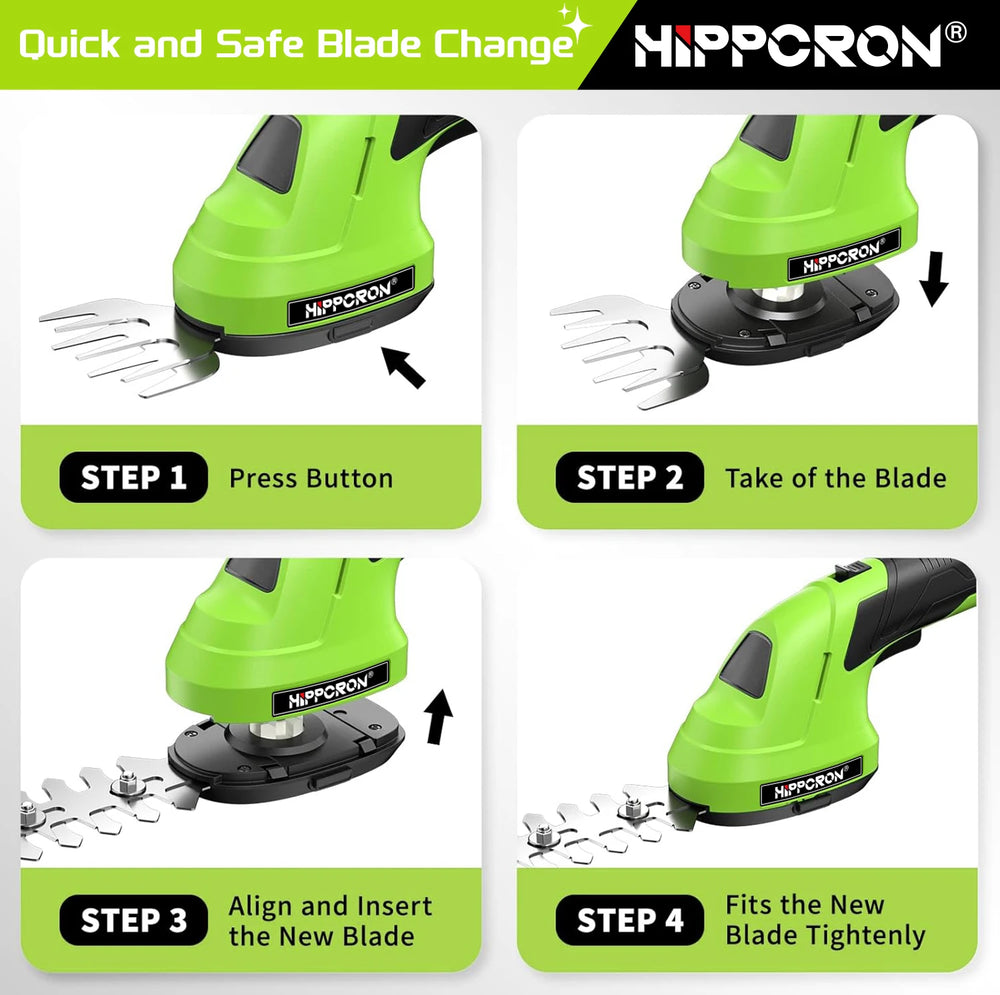 Hippcron 2-in-1 Handheld Electric Hedge Trimmer Small household lawn mower Lightweight Shrub Trimmer Green Garden Bush Trimmer