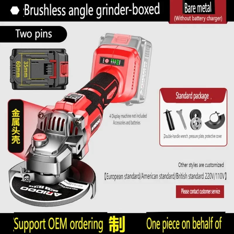 New Brushless Angle Grinder High-power Handheld Grinder Cutting Machine Small Polishing Machine Household Portable Electric Tool