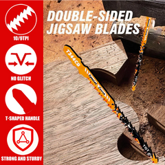 Double-Sided Jigsaw Blades 10/9Tpi T344Cb for Efficient Curved Cutting, Wood & Plastic Saber Saw Blades Set for DIY & Carpenters