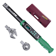 Digital Torque Wrench with Interchangeable Heads Precision Adjustable 5-99.6ft.lb(6.8-135Nm) Ratchet & Open-End Heads Profession