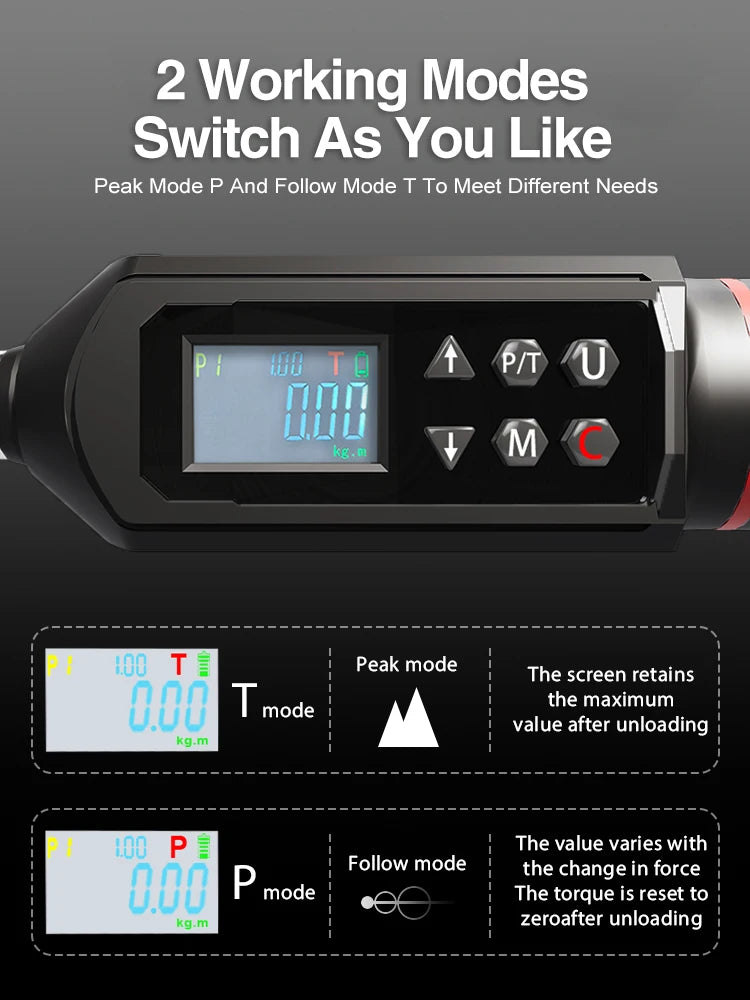 KAPMORE Digital Preset Torque Wrench 3/8" 1/4" Bidirectional Ratchet Head Professional Adjustable Bicycle Repair Hand Tools