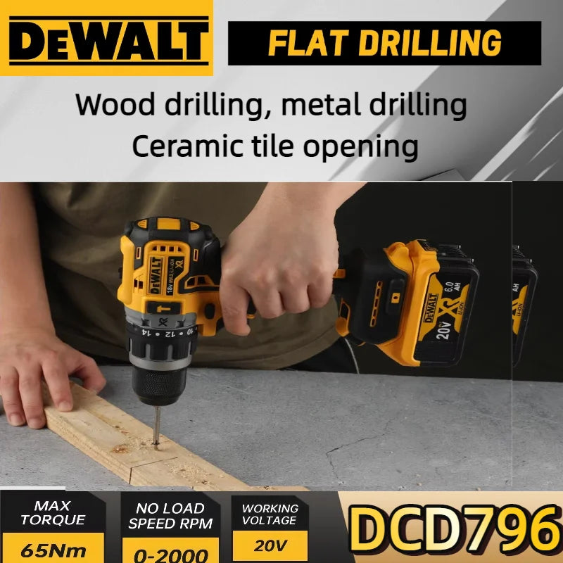 Dewalt DCD796 Cordless Brushless Impact Drill Brushless Drive Compact Drill Rechargeable Portable Power Tools