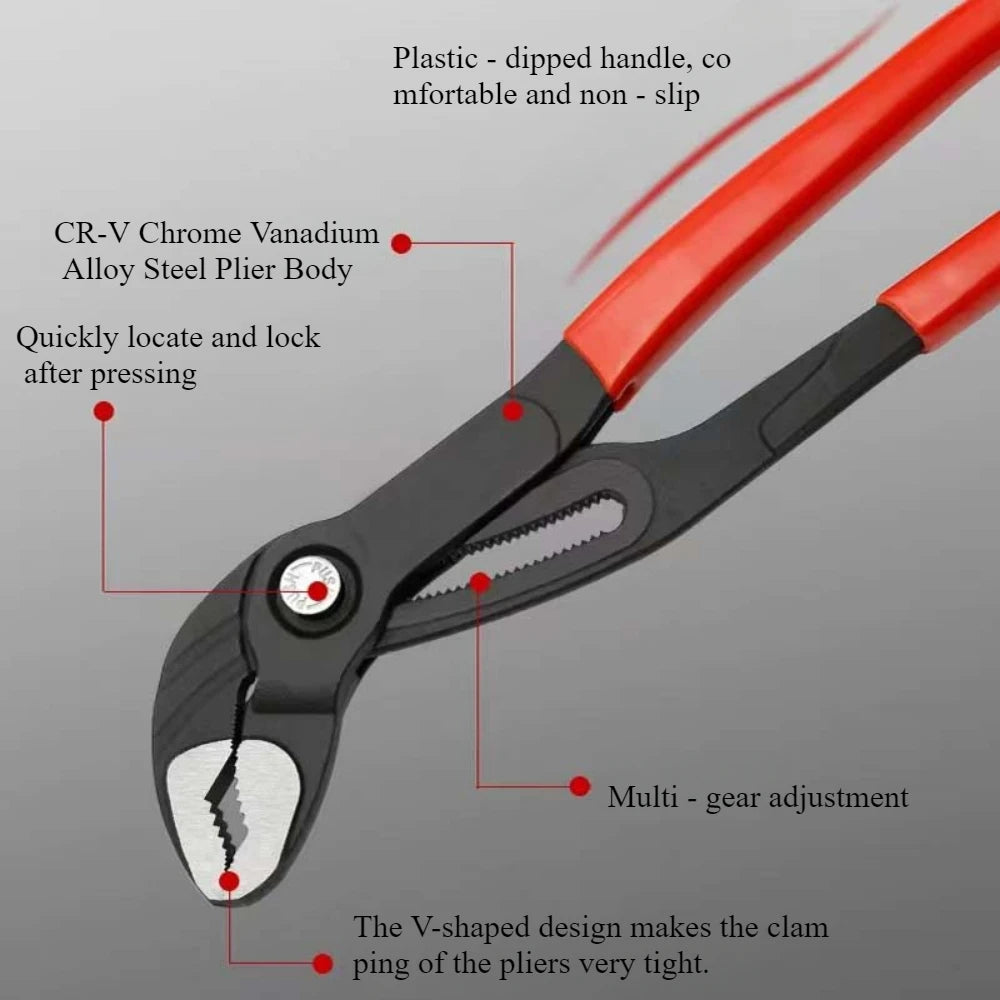 7 Inch Quick Adjust V Jaw Tongue Groove Pliers - Universal Plumbing Pliers & Water Pump Pliers for Efficient Plumbing Work