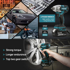 Makita DTW285 Brushless Rechargeable Impact Electric Wrench, 18V High Torque, Lithium Battery Wrench, Auto Repair Tool
