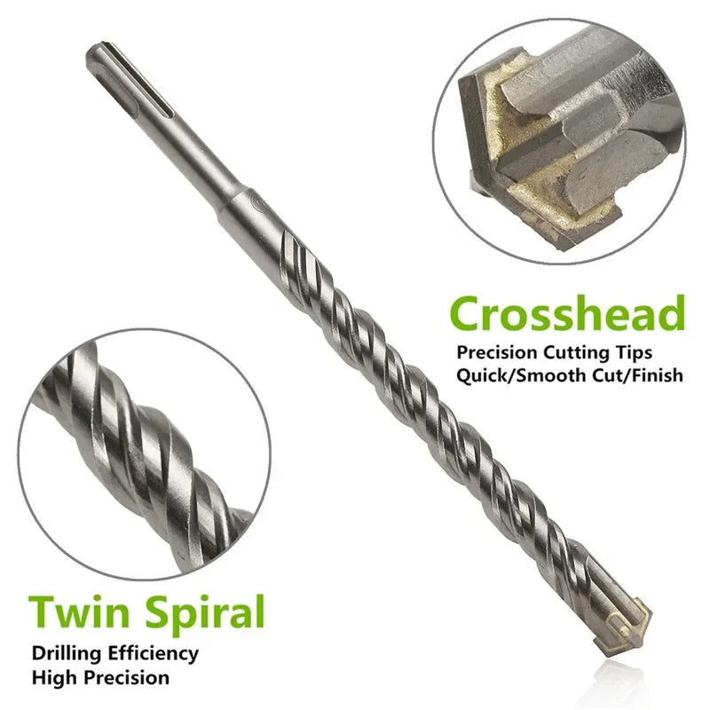 JUSTINLAU A Round Handled Electric Hammer Drill Made of Tungsten Steel and Hard Alloy Penetrates Walls and Impacts Concrete