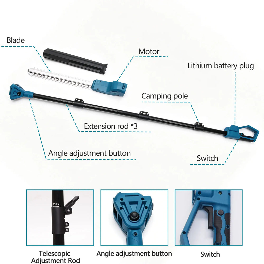 New Electric High Branch Hedge Trimmer Brushless Cordless Telescopic Hedge Shear For Makita 18V Battery Pin Garden Power Tools