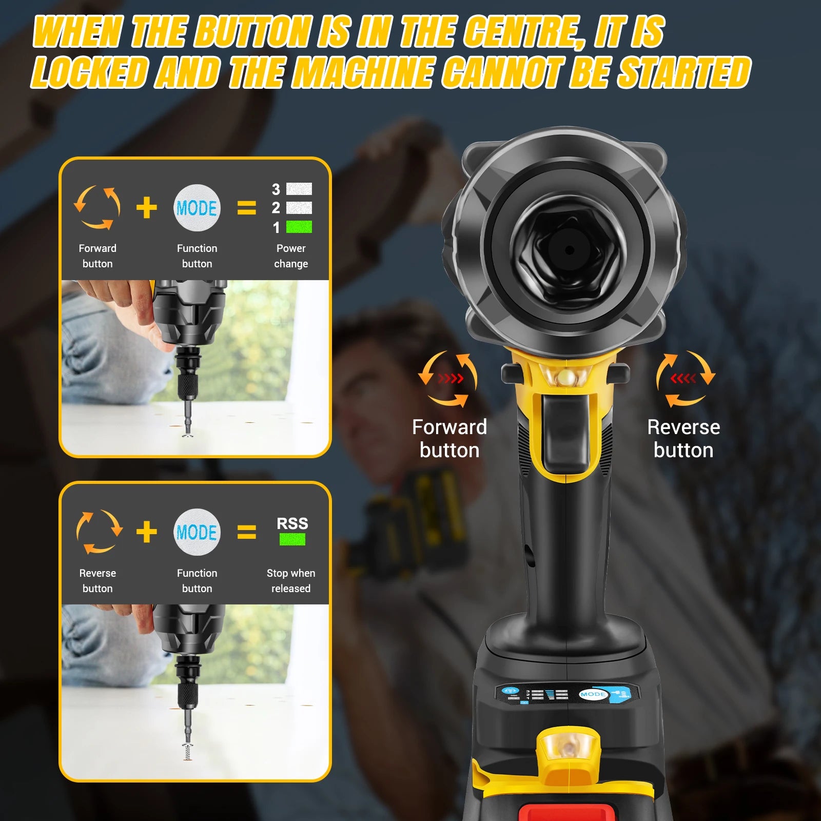 DayPlus 1500Nm Brushless Impact Wrench 1/2" 3 Speed Cordless