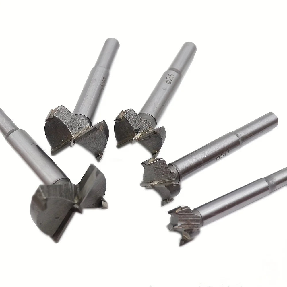 ‌"5PCS Wood Hole Saw Set - 15/20/25/30/35mm Drill Bits for Hinge Boring, Pilot Holes & Woodworking | Hole Opener Cutter"‌