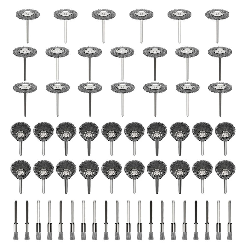 60 Pcs Dremel Accessories Wheel Brass Brush Rust Removal Stainle Wire Steel Tool For Working Polishing Rotary Voiture Mini Drill