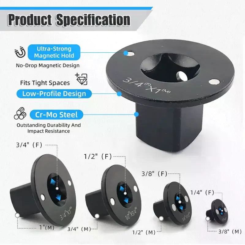 Impact Driver Socket Adapter Set 3/4" To 1" 1/2" To 3/4" 3/8" To 1/4" Low Profile Reducer For Hand Tools Wrench Accessories