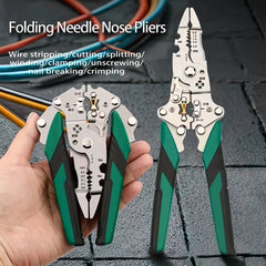 Wire Stripper Foldable Cable Cutter Stripper Pliers Multi-Function Electrician Hand Tool For Wires Cutting Crimping Winding