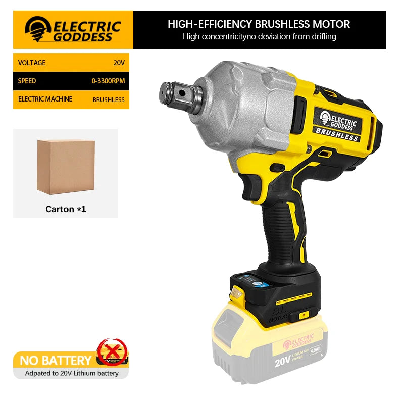 3 quarter inch Brushless Torque Impact Wrench 2200N Heavy Industry Auto Repair Dewalt 20V Battery