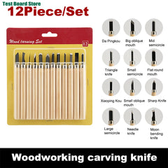 12pcs Wood Carving Chisels Set for Basic Cutting & Detailed Woodworking DIY Hand Tools Gouges Knife Kit
