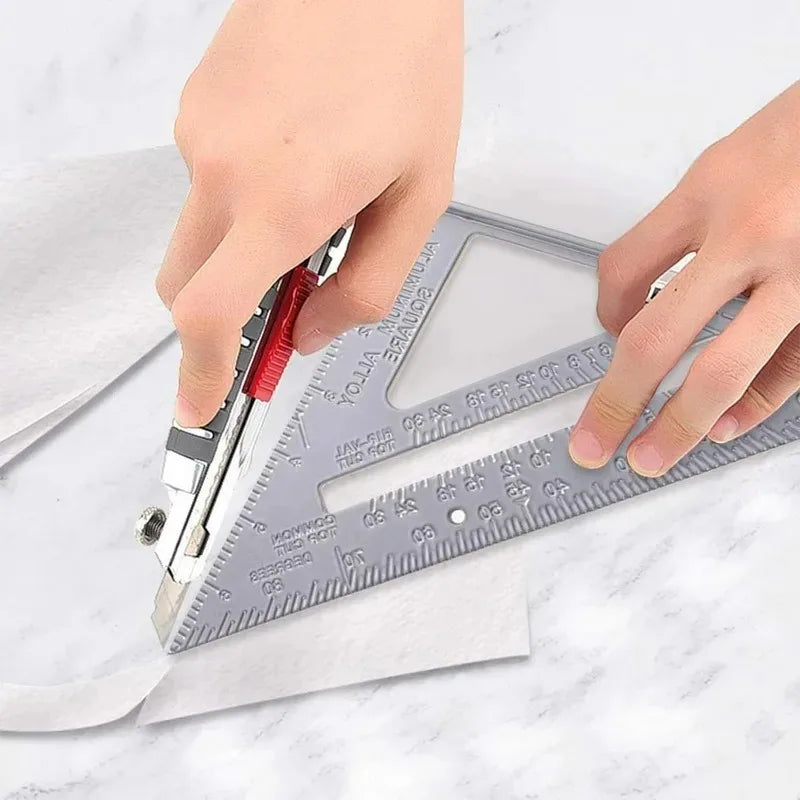 7" Aluminum Triangle Ruler Carpenter Speed Square for Angle Layout Marking Cutting Guide Woodworking Tool