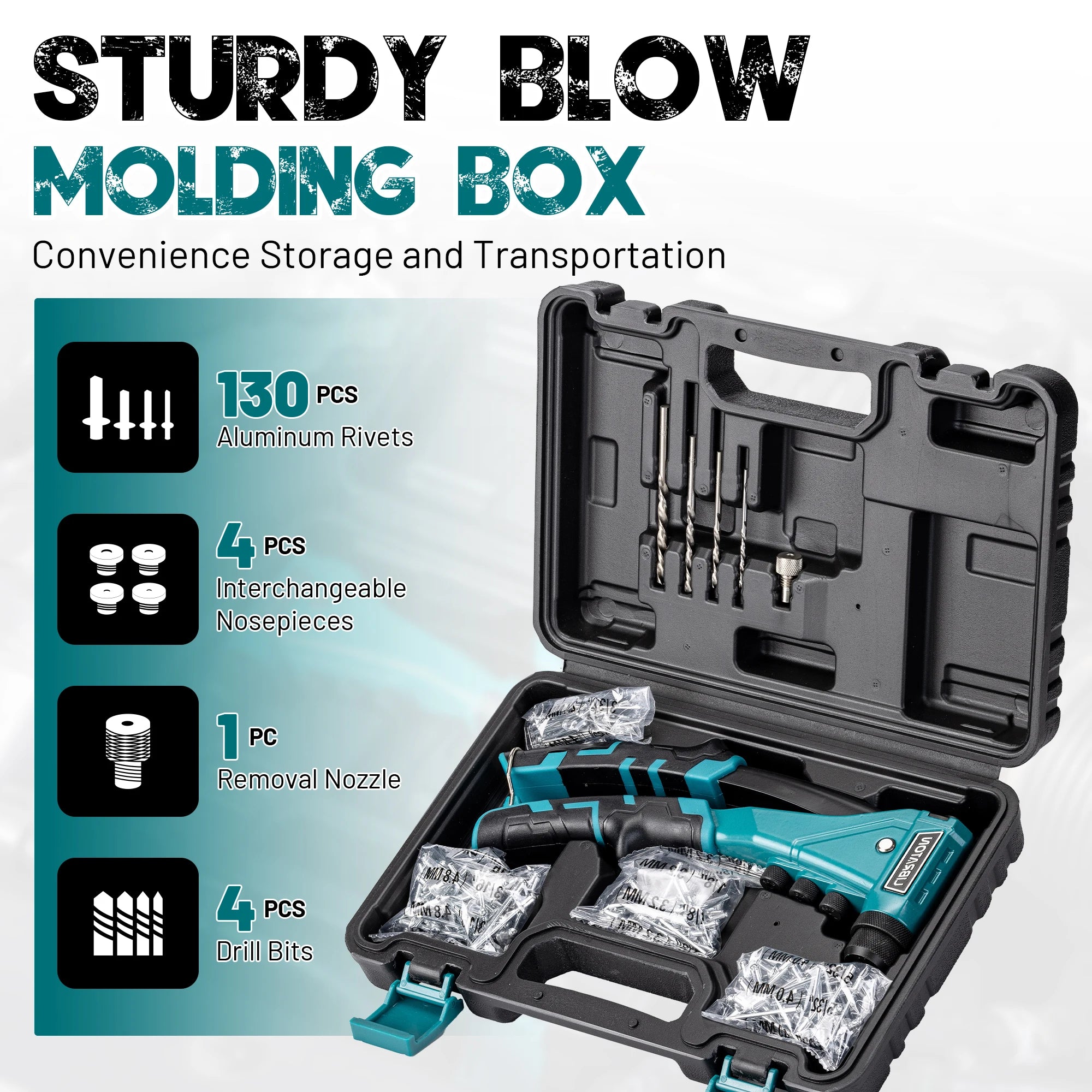 LIBRATON 140pcs Heavy-Duty Rivet Gun Professional Pop Rivet Gun Set Manual Riveting Tool for Metal, Wood and Plastic